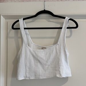 Billabong White Textured Crop Top